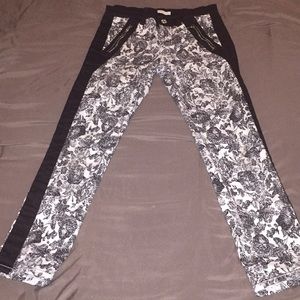 7 For All Mankind Black&White Floral Skinny Jeans